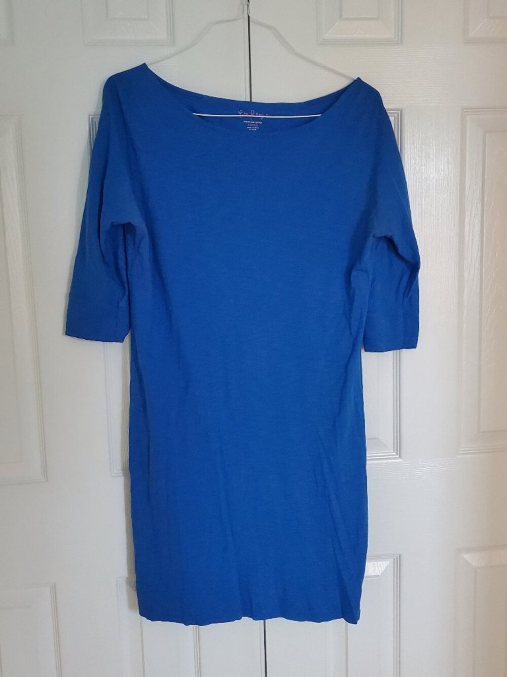 Lilly Pulitzer Cassie Slub Pima Cotton Blue Boatneck T-shirt Dress Size M Medium